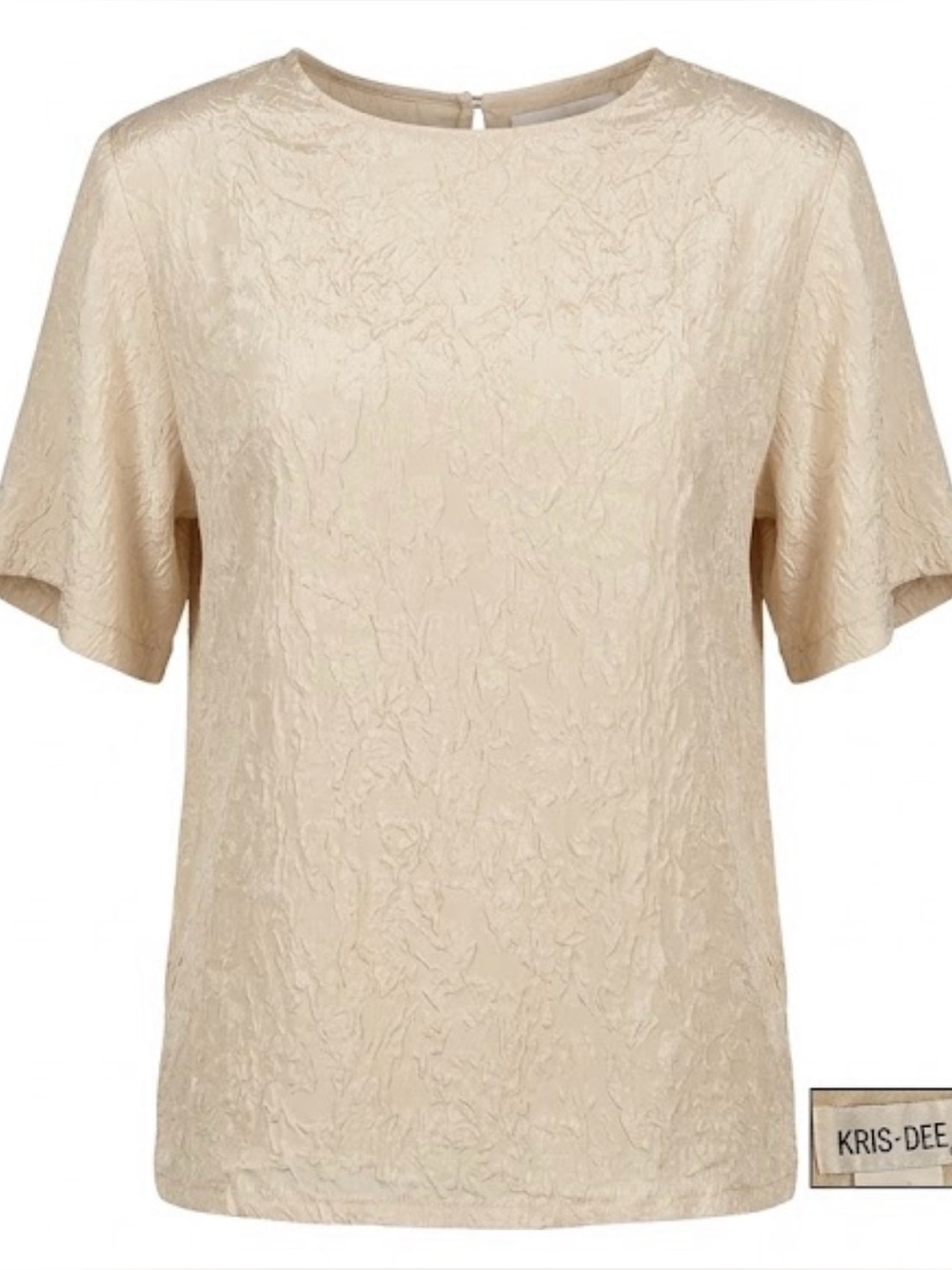 Vintage Kris Dee 100% Silk Cream Floral Jacquard Blouse M